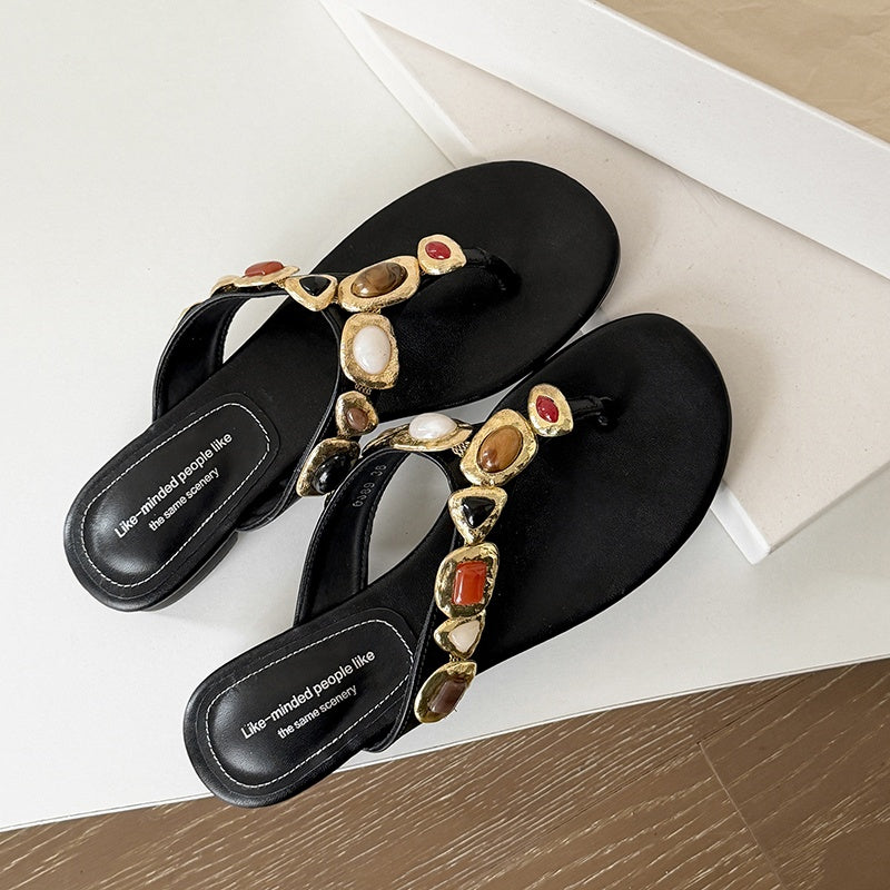 Handgefertigte Leder Sandalen | Damen Zehentrenner Boho Style