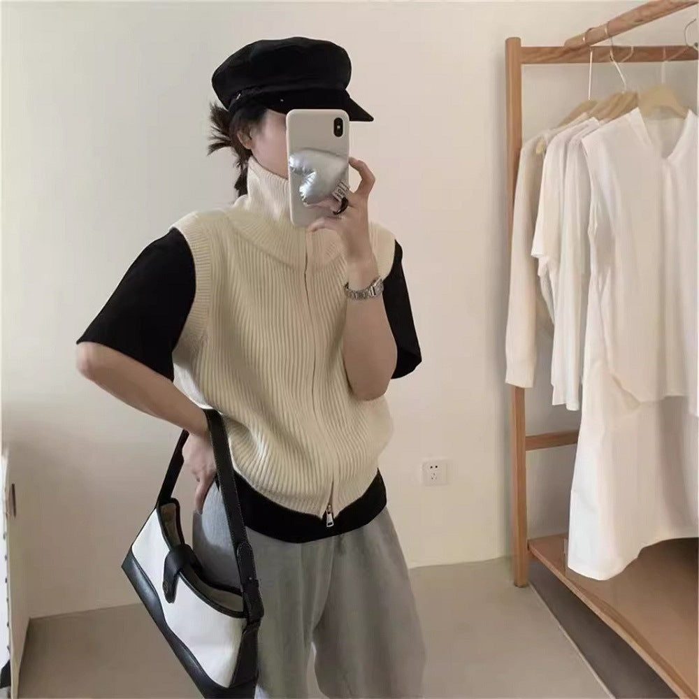Damen Strickweste mit Doppelreißverschluss | Eleganter Look