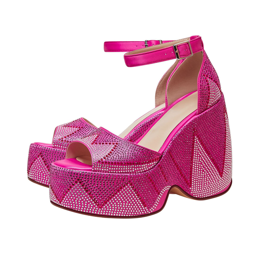 Women's Wedge Sandals Rhinestone | Platform Summer Sandals Luxury