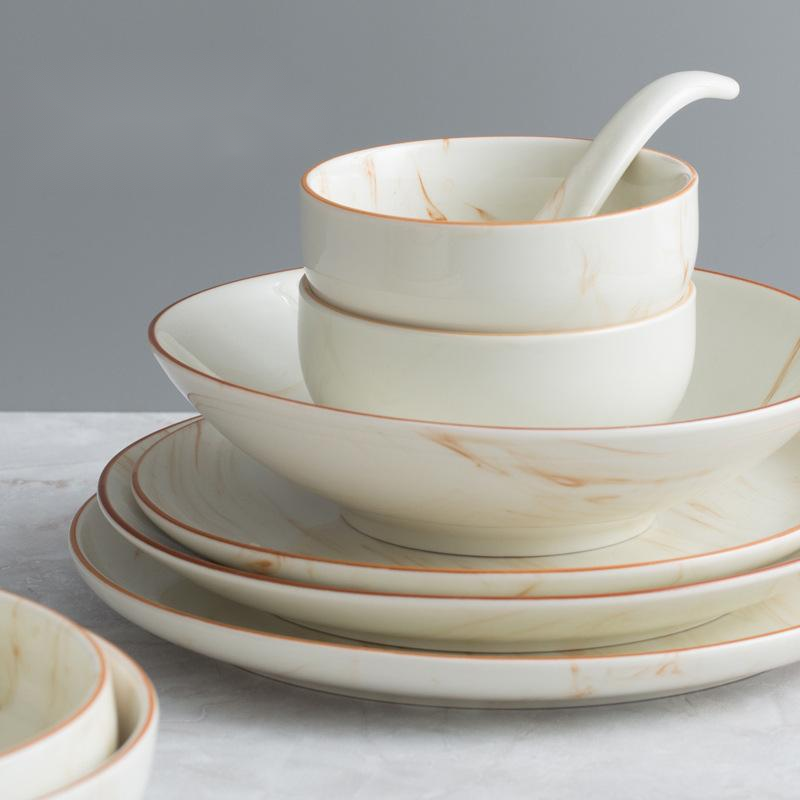 Keramik Schalen Teller Marmor | Elegantes Geschirr Set modern