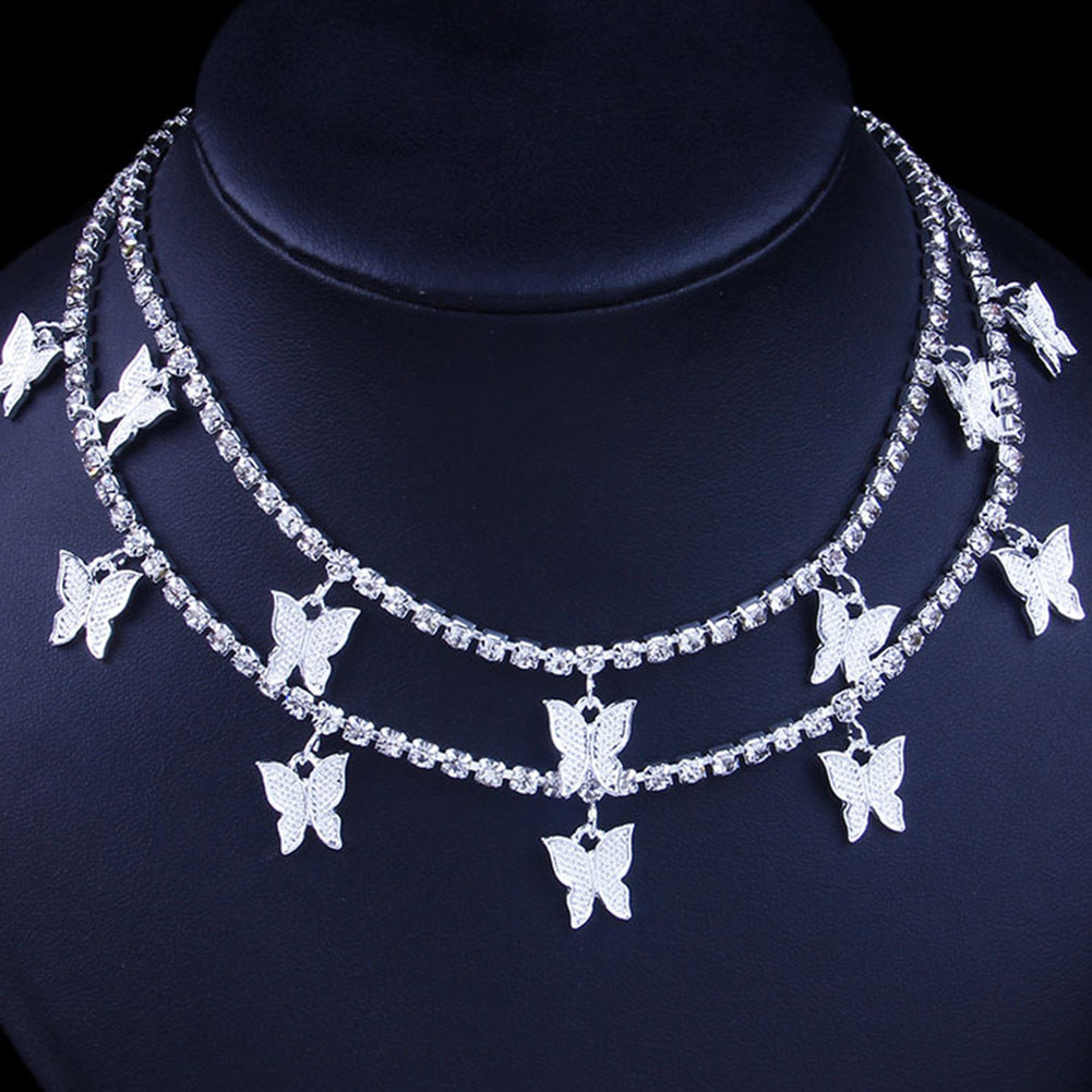 Layered Butterfly Necklace – Hip-Hop Style Women's Jewelry with a Statement Look