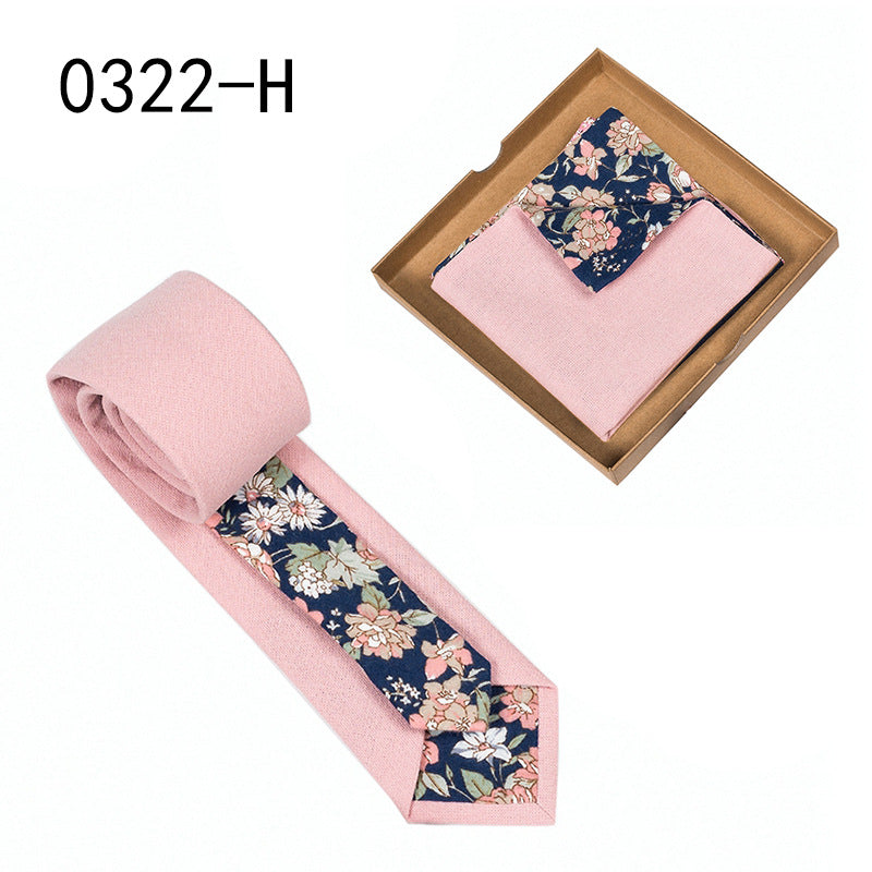 Herren Krawatte floral Baumwolle Einstecktuch elegant modern