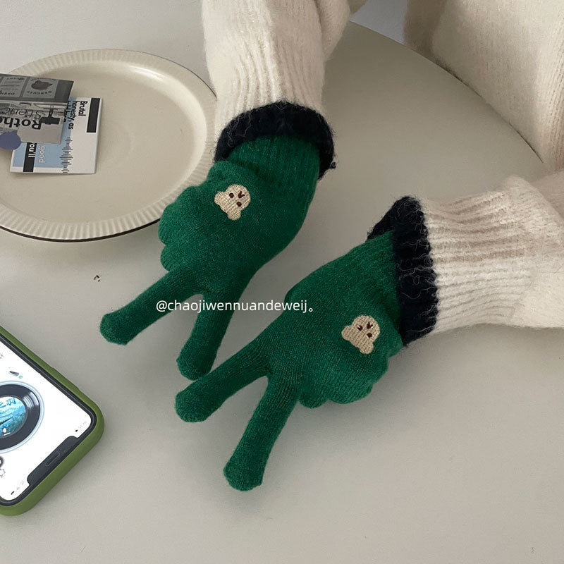 Damen Fingerlose Handschuhe mit Emoji Design – Korean Style