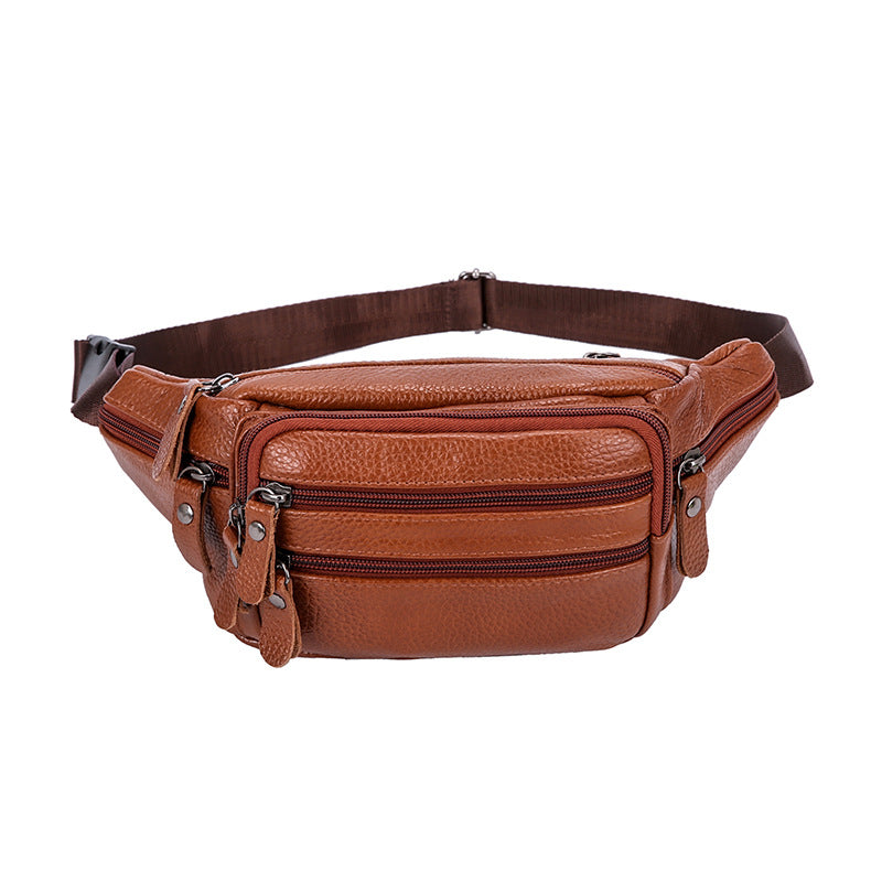 Men's Genuine Leather Chest Bag – Cowhide Shoulder Bag & Waist Bag