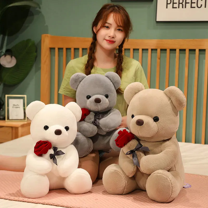Teddy Bear with Roses | Plush Gift Valentine's Day Cushion