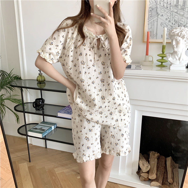 Women's Floral Lace Pajamas | Cute Short Sleeve Sleepwear