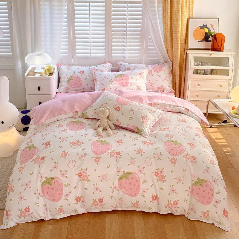 4-piece thick cotton bedding set | warm durable easy-care