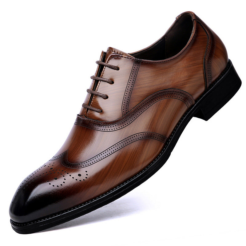 Men's Brogue Leather Shoes Pointed | British Elegant Business