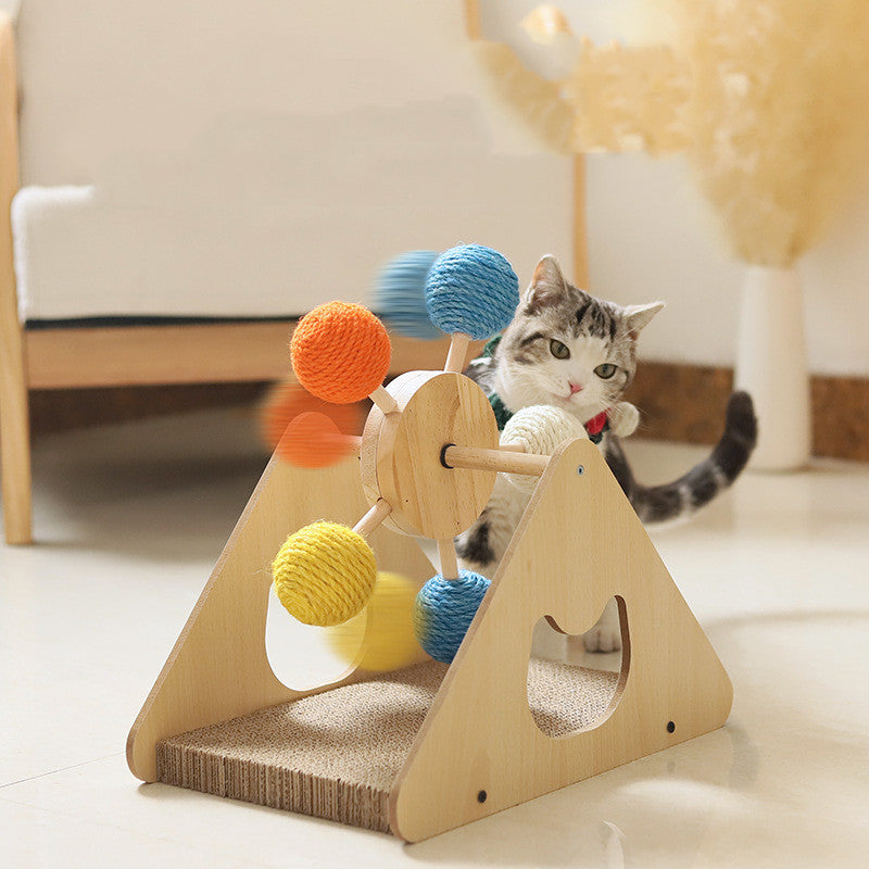 Cat Scratching Board Wood | Sisal Turntable Scratch Toy Stable