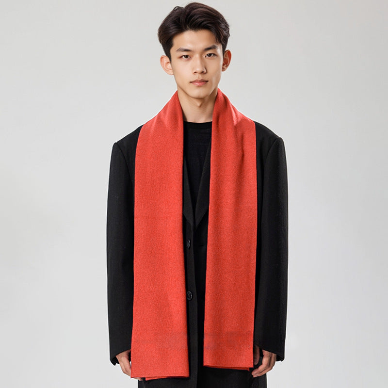 Men's wool scarf plain knit warm elegant versatile