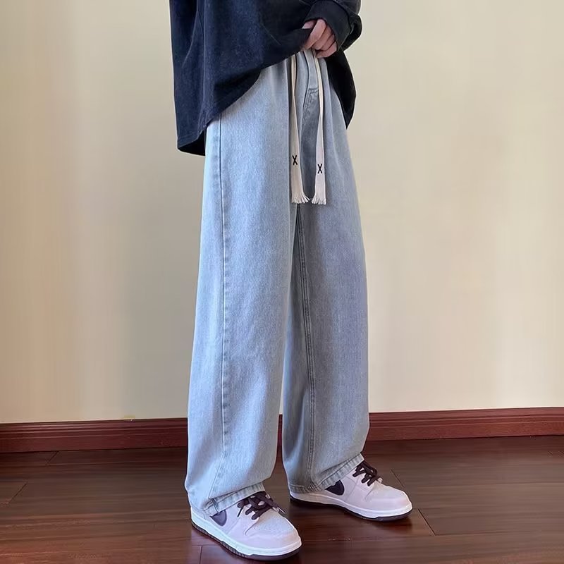 Men's Jeans Japan Style – Drawstring Elastic Waist Denim Pants