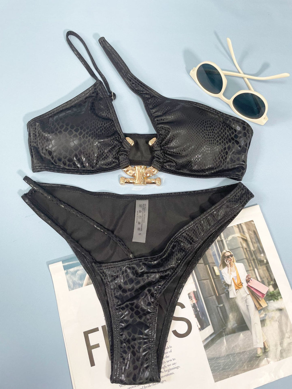 Damen Schlangenmuster Bikini | Sexy Dreiteiler Swimwear