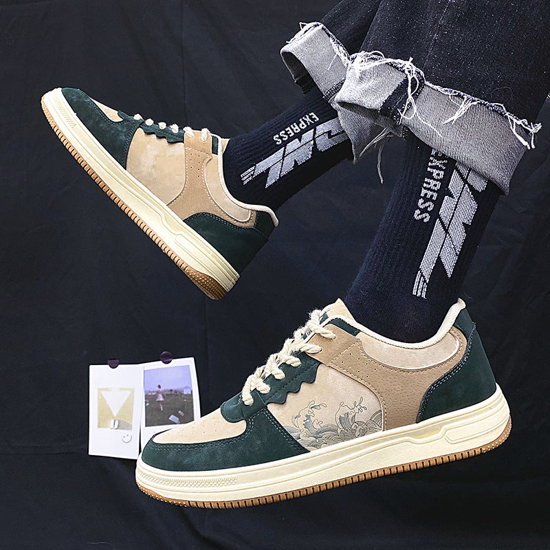 Herren Plateau Sneaker Schnürschuhe Weich Atmungsaktiv Freizeit