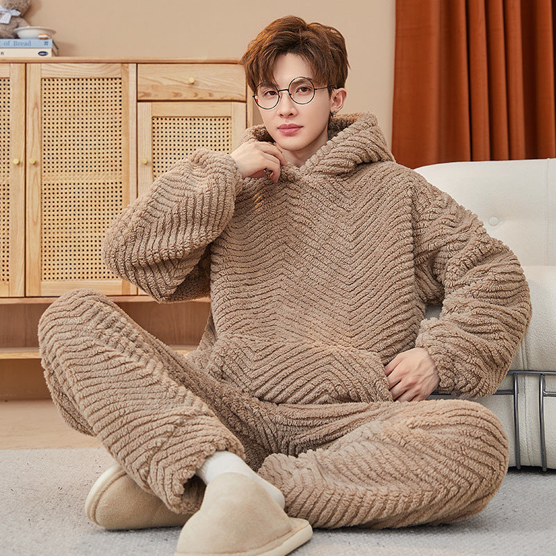 Herren Flanell Homewear | Korallenfleece Freizeitanzug Warm
