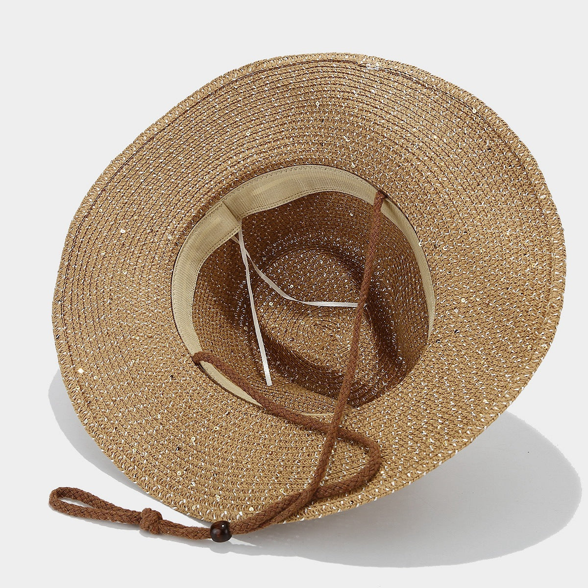 Women's Panama Straw Hat with Sequins – Windproof & Sun Protection