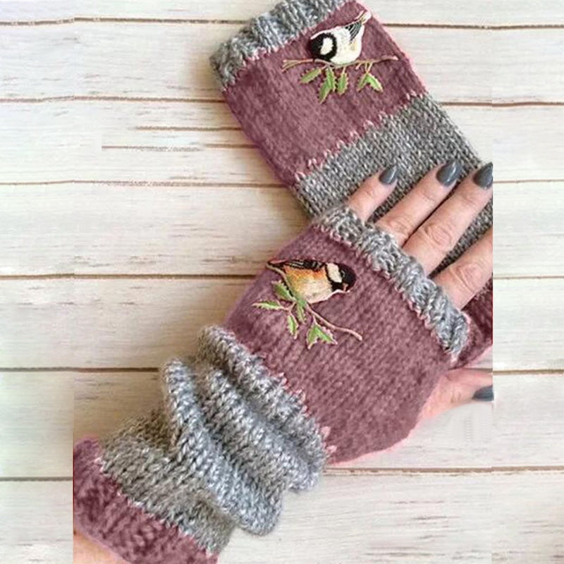 Damen Bestickte Winterhandschuhe – Modisch Warm & Elegant