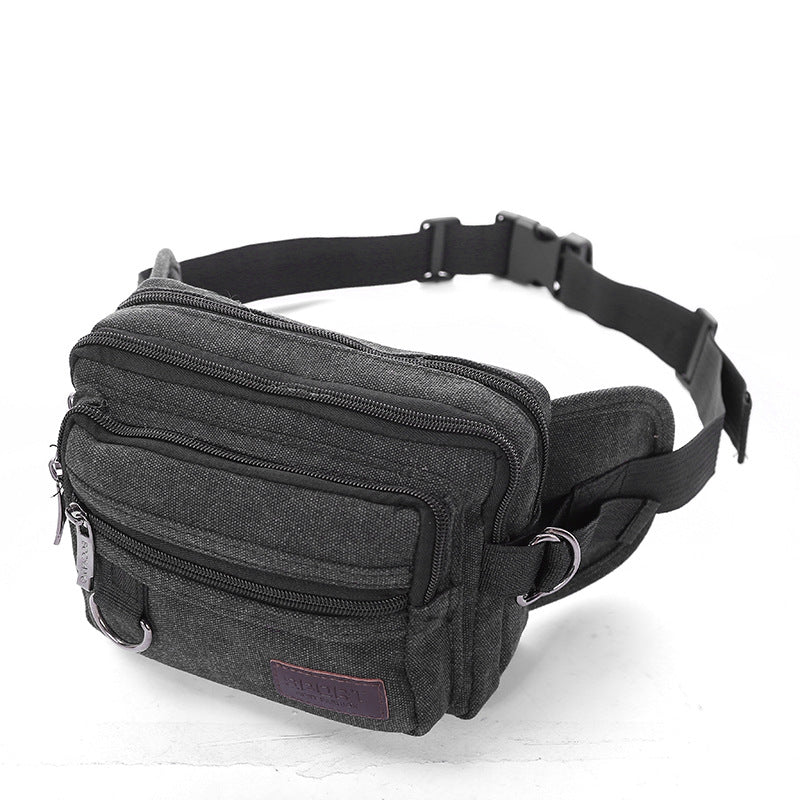 Men's Canvas Fanny Pack | 4-Pocket Outdoor Waist Bag