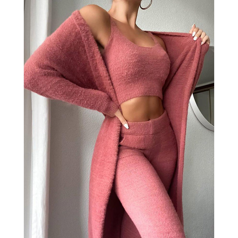 Women's Cuddly Pyjama 3-Piece Set – Warm Loungewear Winter Comfort Suit
