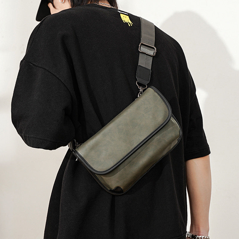 Men's Leather Shoulder Bag Check | Crossbody Street Messenger Bag