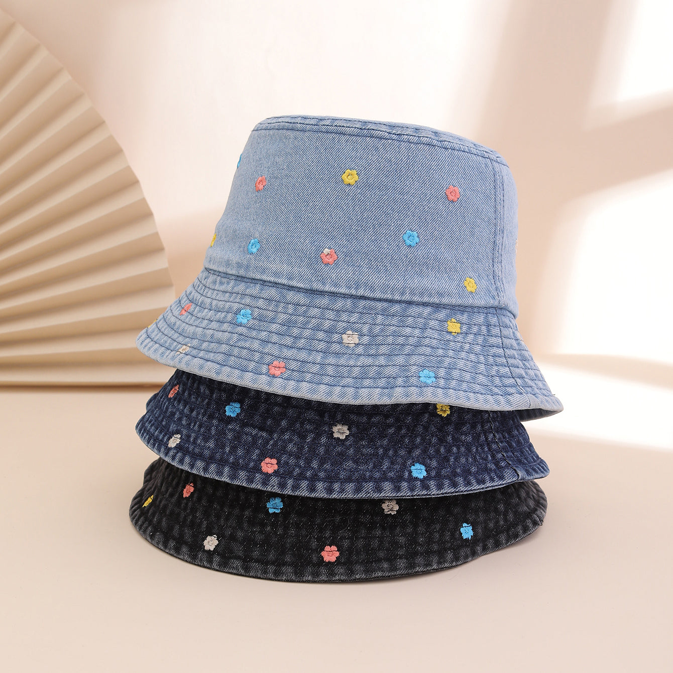 Women's Fisherman Hat with Floral Embroidery – Korean Style Bucket Hat