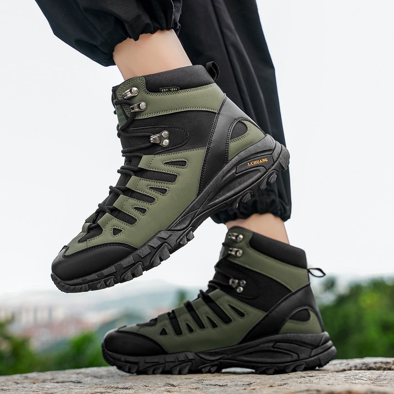 Men's High Top Lace-Up Winter Boots – Martens Style Leather Ankle Boots