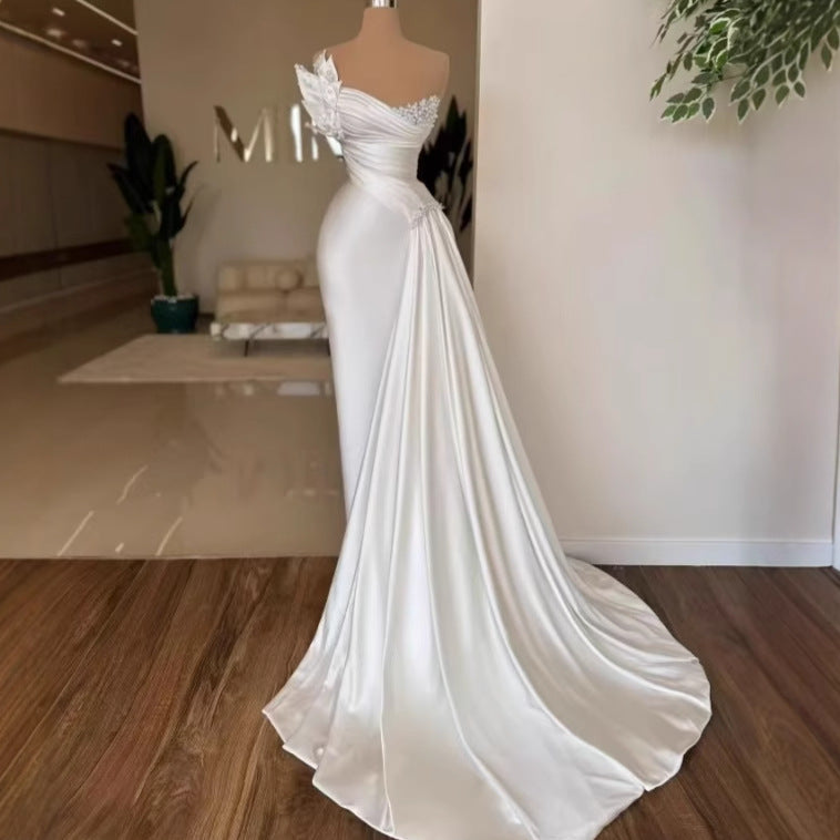 Elegant White Satin Wedding Dress | Lightweight Bridal Gown