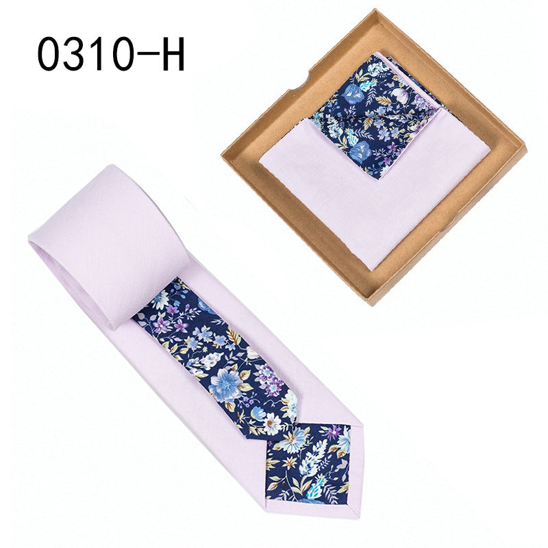 Herren Krawatte floral Baumwolle Einstecktuch elegant modern