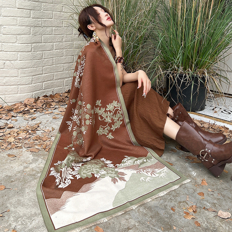 Women's Scarf Cashmere Look Warm Chinese Elegant Winter Fashion