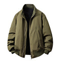 Men's Stand-Up Collar Jacket Loose Fit – Double Zipper Coat