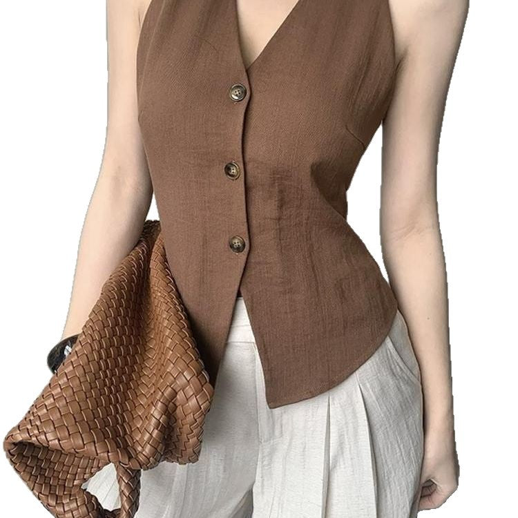 Französische Damenweste Elegant Slim Fit Retro Chic Mode