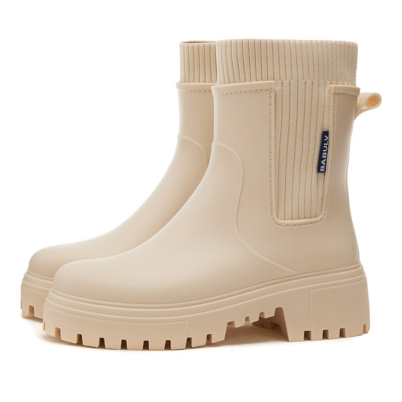 Damen Regenstiefel Wasserdicht | Elastische Kurzboots Elegant