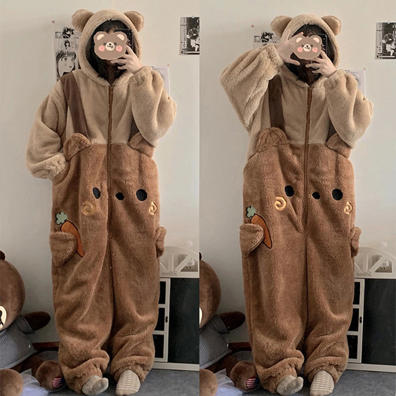 Women's Teddy Pajama Onesie | Warm Fleece Jumpsuit Winter