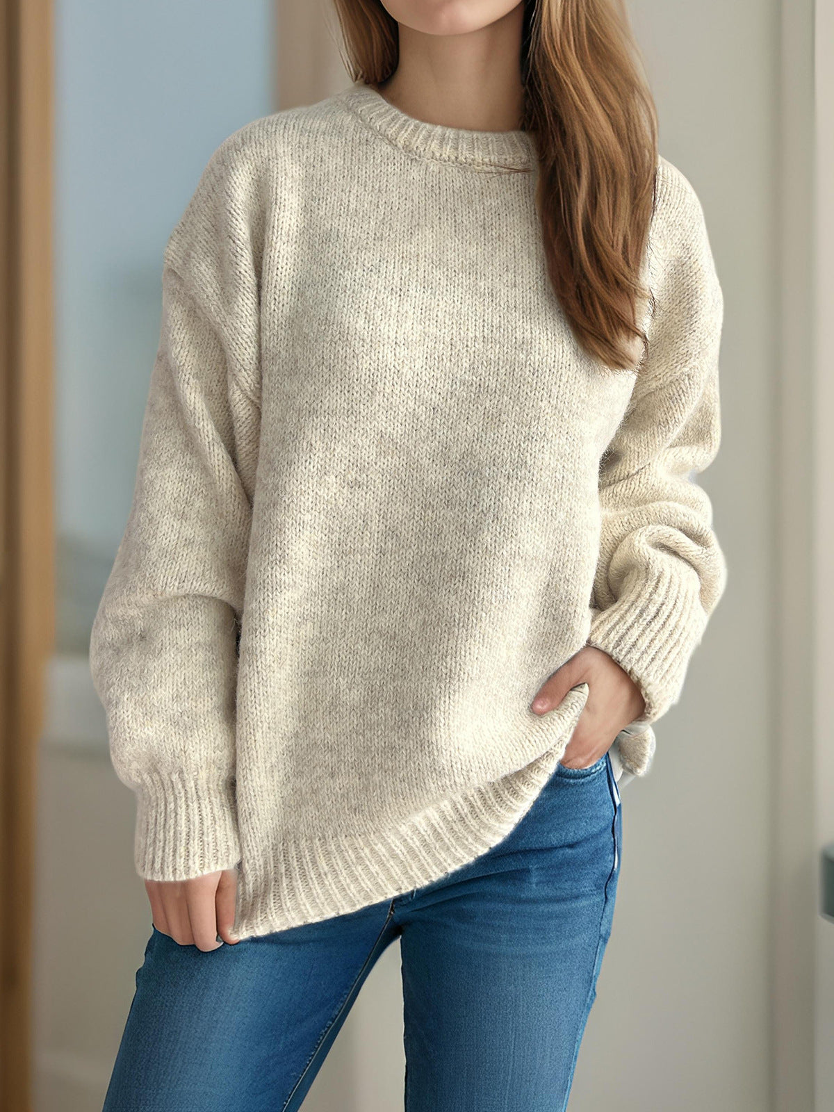 Locker sitzender Damen Strickpullover – Rundhals Pullover für Herbst & Winter