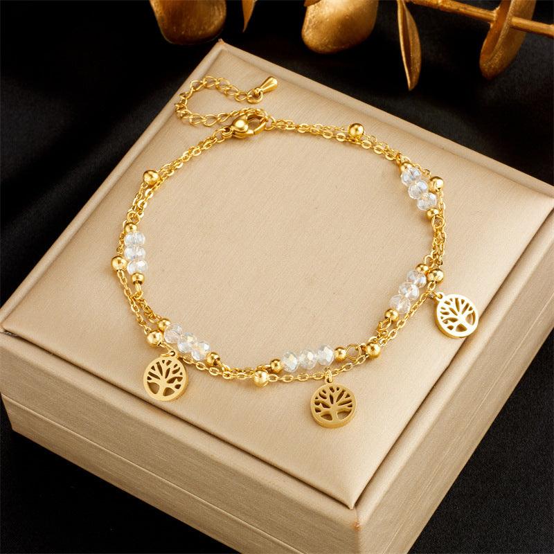 Romantic Anklet with Heart, Shell & Tree of Life – Women's Boho-Design Anklet