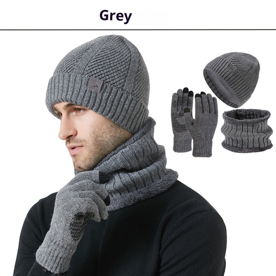Men's Winter Set Hat Scarf Gloves Thick Warm Outdoor