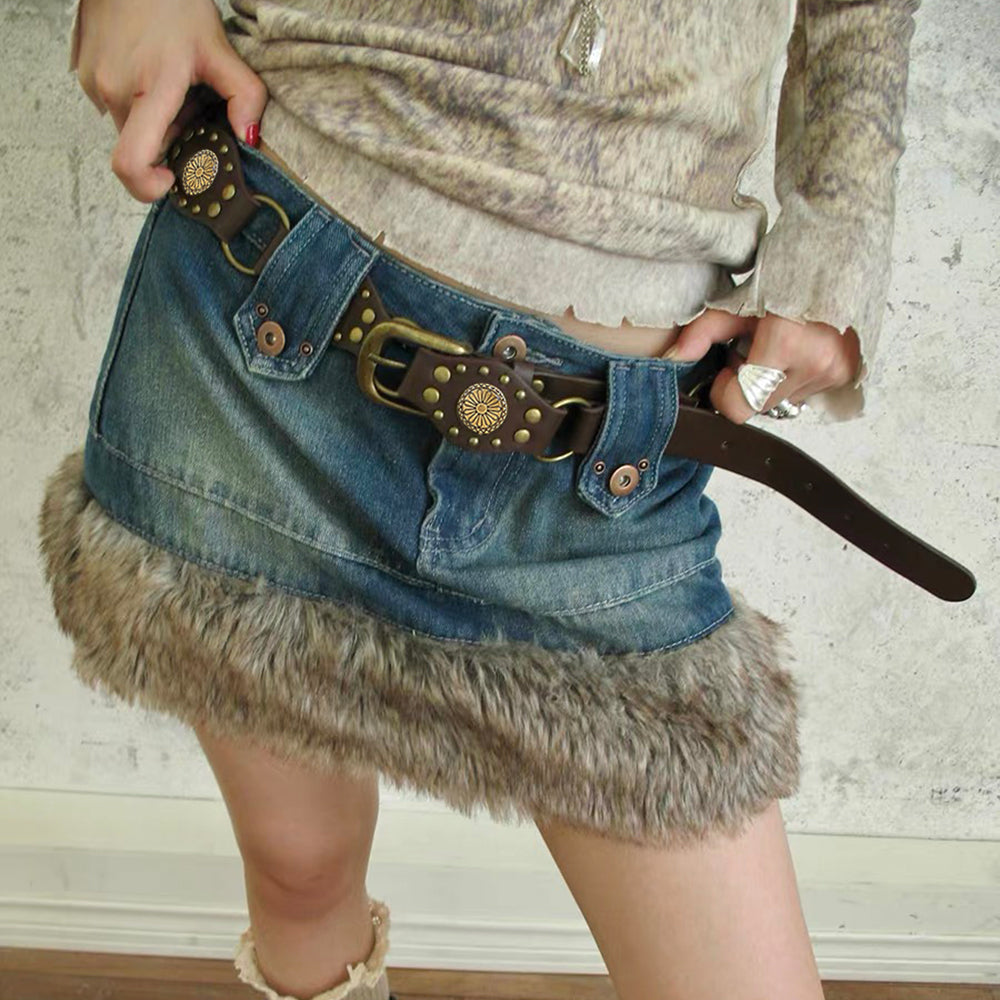 Vintage Belt Unisex | Studded Metal Buckle Punk Style