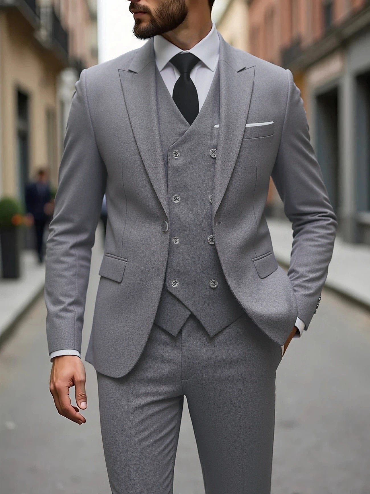 Men's Three-Piece Business Suit - Double-Breasted Premium Set