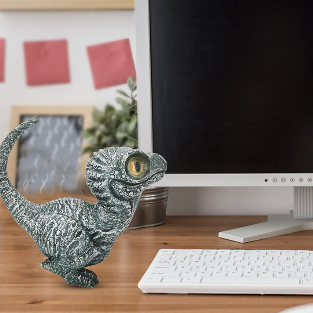 Niedliche Dinosaurier Gartenfigur – Realistische Velociraptor Resin Deko