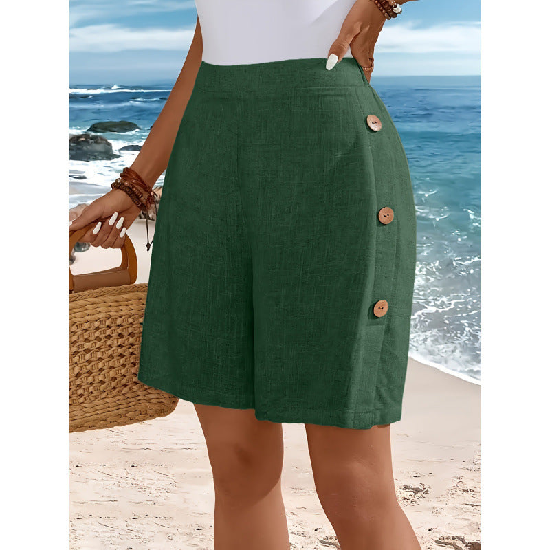 Women's Retro Shorts Button Details Casual Summer Stylish Comfortable