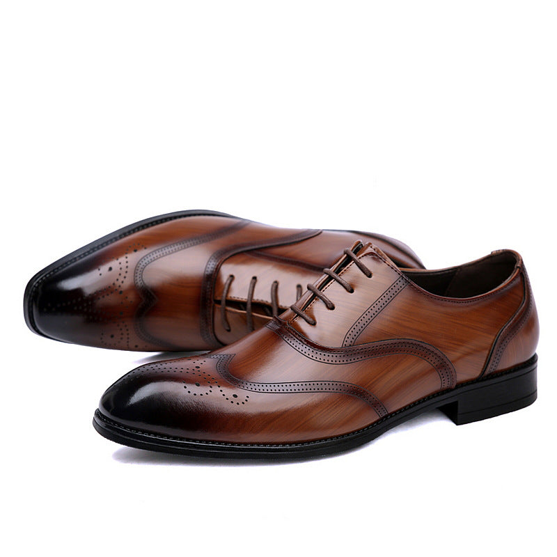 Men's Brogue Leather Shoes Pointed | British Elegant Business