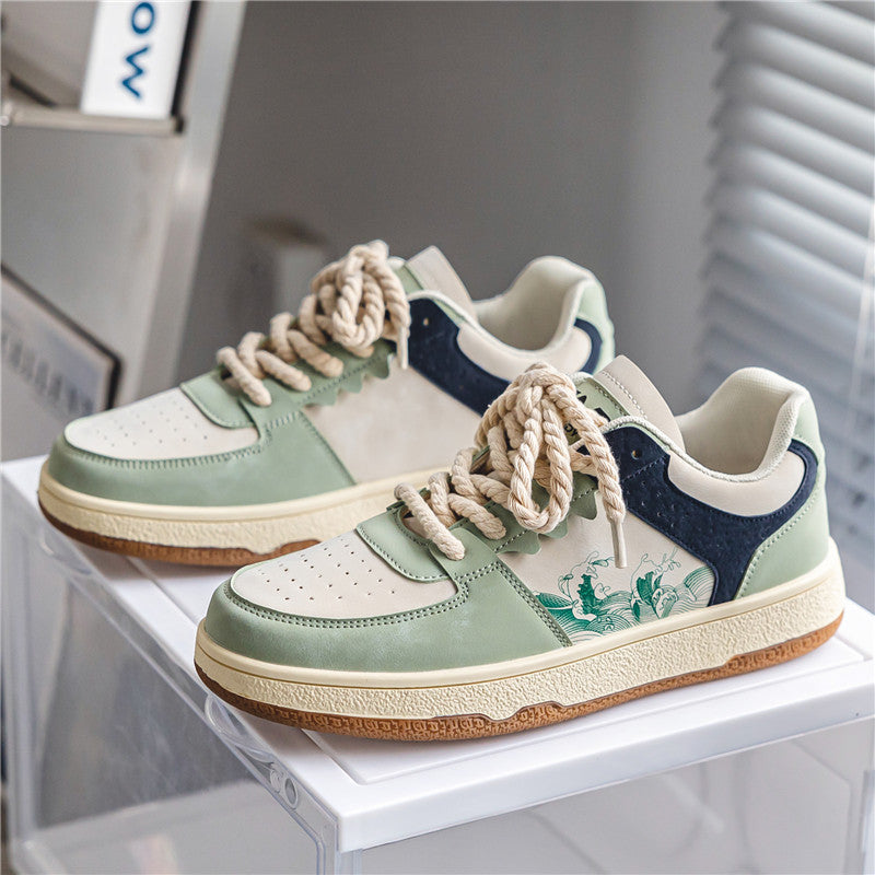 Herren Plateau Sneaker Schnürschuhe Weich Atmungsaktiv Freizeit