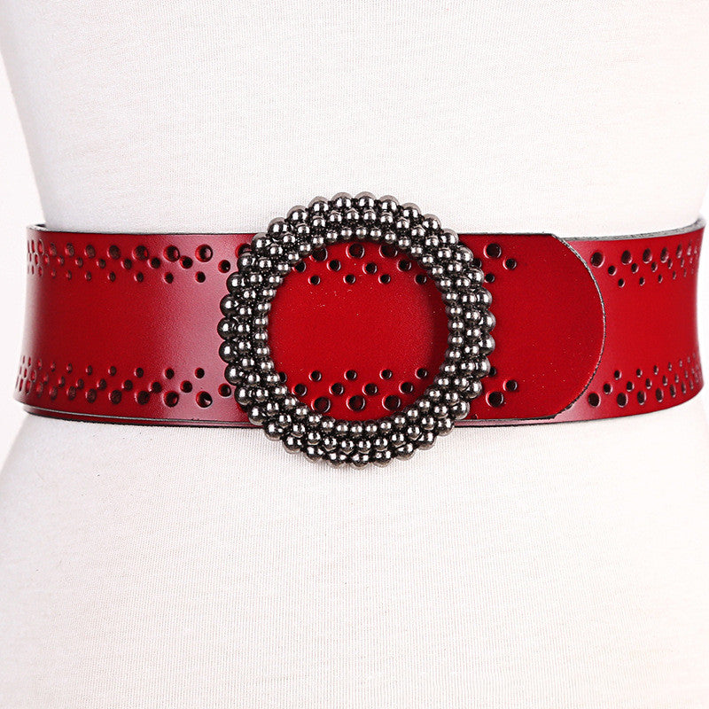 Women's Belt Genuine Leather Holeless | Adjustable Green Elegant