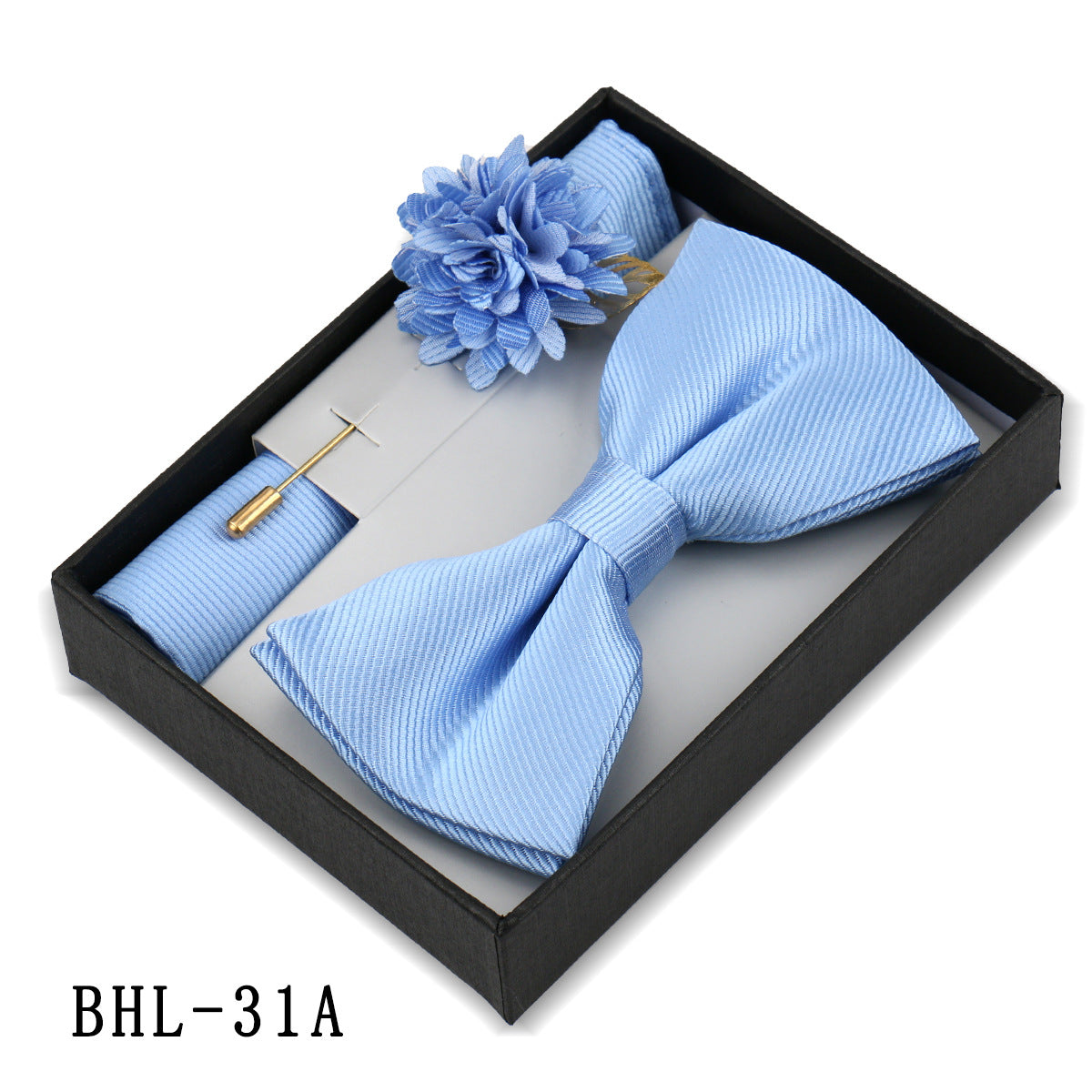 Men's Bow Tie Set Elegant Pocket Square Brooch Gift