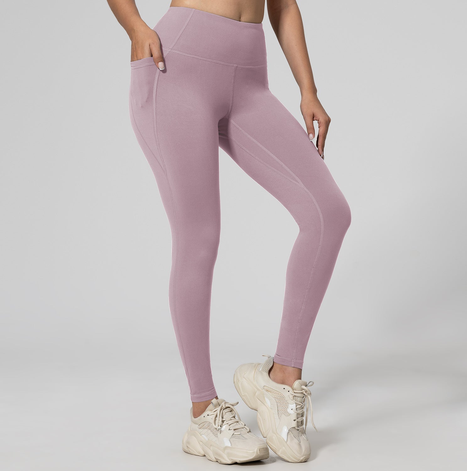 Women's High Waist Running Leggings with Pockets – Push-Up Sports Trousers