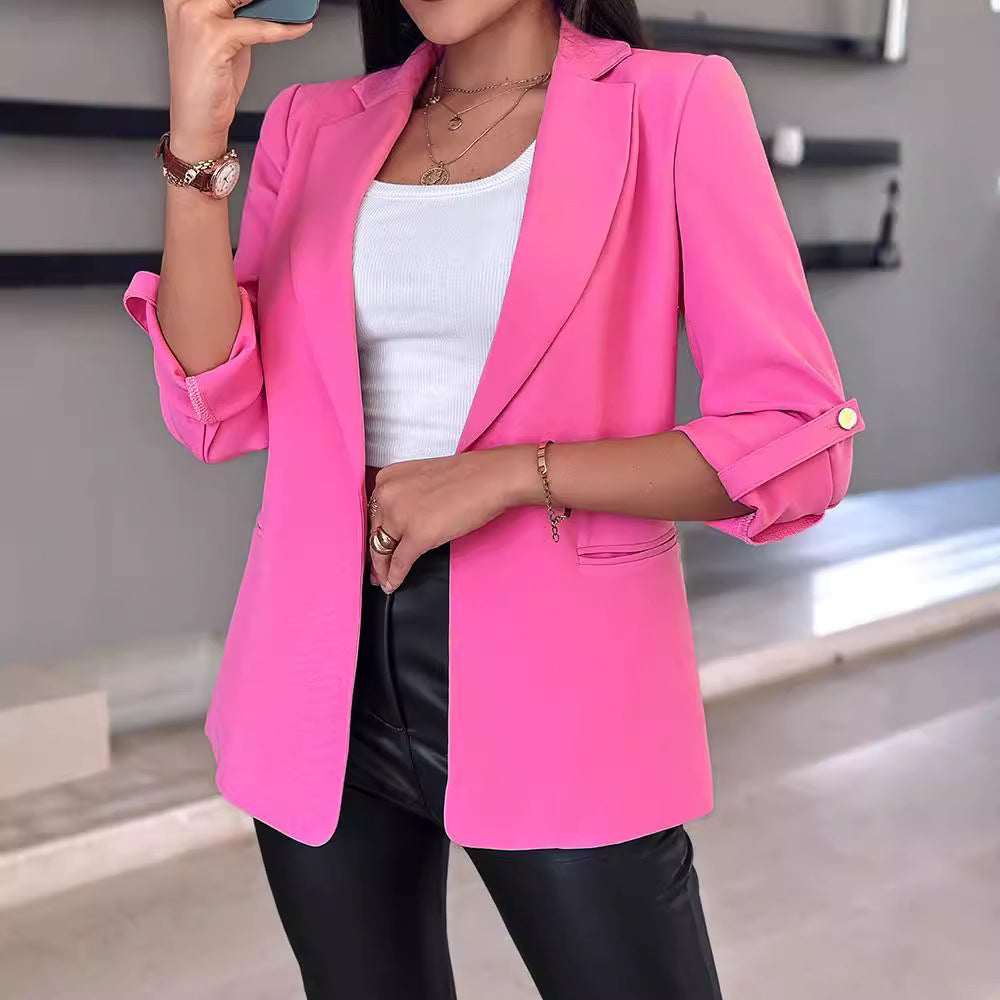 Damen Casual Blazer mit Gekrempelten Ärmeln – Lässig & Vielseitig