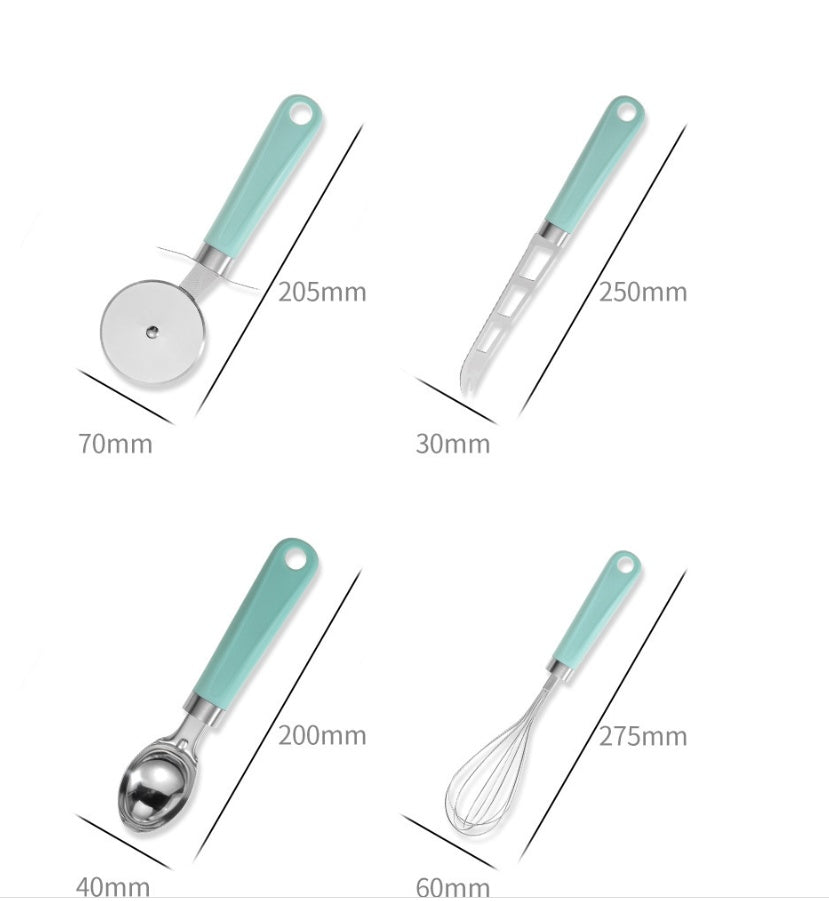 Stainless Steel Kitchen Utensil Set | Cooking Utensils with Plastic Handle