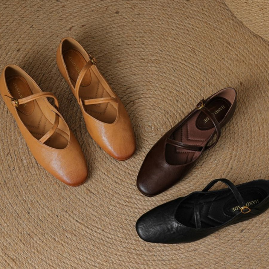 Vintage Mary Jane Damen Schuhe | Flach Rutschfest Elegant