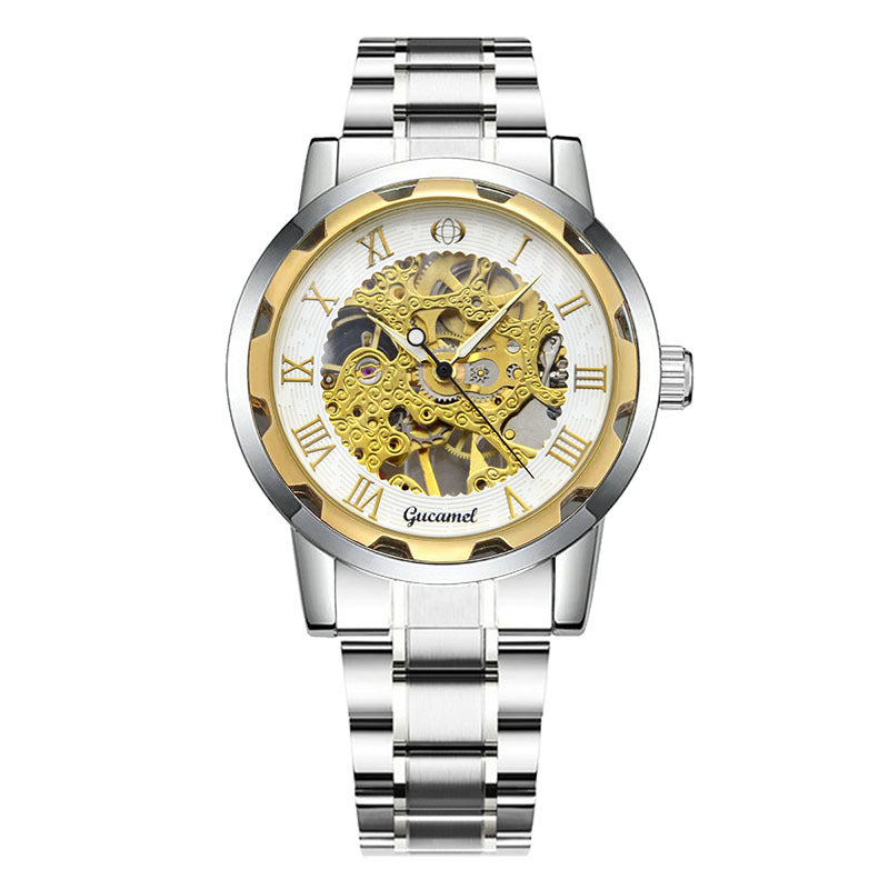 Men's Manual Winding Watch Gold Skeleton | Stainless Steel Luxury Design