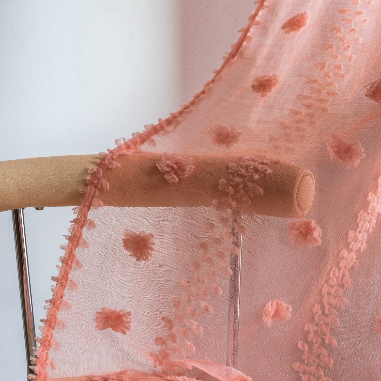 Boho Embroidered Curtain | floral textured elegant modern