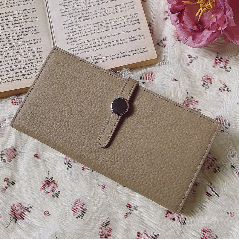 Genuine Leather Women's Wallets Luxury Long Hasp Litchi Pattern Coin Purses